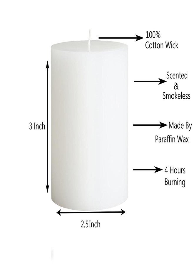 Luces Paraffin Wax Smokeless Scented 2.5"X3" White Tall Pillar Candle for Decoretion Pack of 2 - Image 3