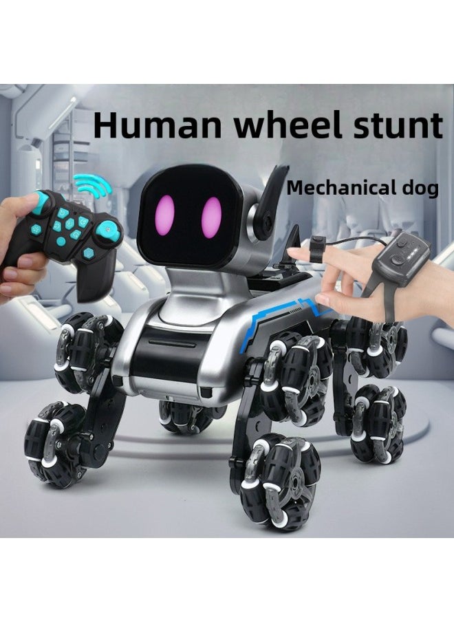 Children's Eight-wheel Stunt Mechanical Dog Intelligent Gesture Induction Spray Drift Climbing Deformation Electric Remote Control Toy Dog-Colour:Eight-wheel Stunt Mechanical Dog-dual Control-Specification:Luxury Three Electric  - Image 2