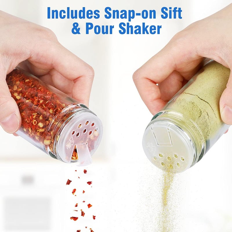 CANTAMI Spice Rack Organizer with Jars for Cabinet (20Pcs) Revolving/Rotating Seasoning Organizer, Stainless Steel/Wooden Countertop Rack Tower Organizer for Kitchen Pantry with Reusable Labels/Funnel/Brushes - Image 4