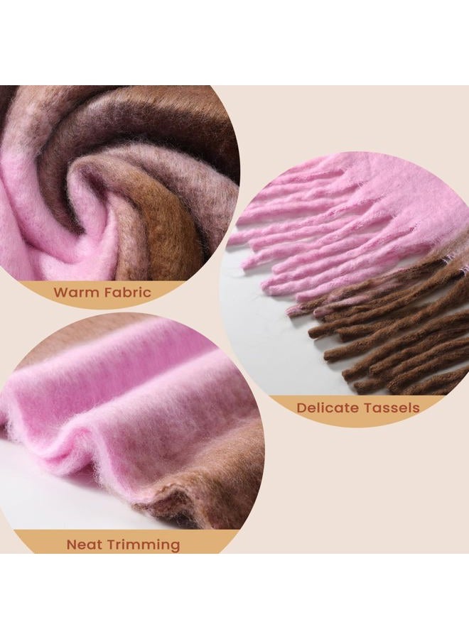 coclothy Women's Winter Scarfs, Mohair Vintage Scarf for Cold Weather, Large Chunky Scarf Cashmere Feel Blanket Pashmina Wrap - Image 3