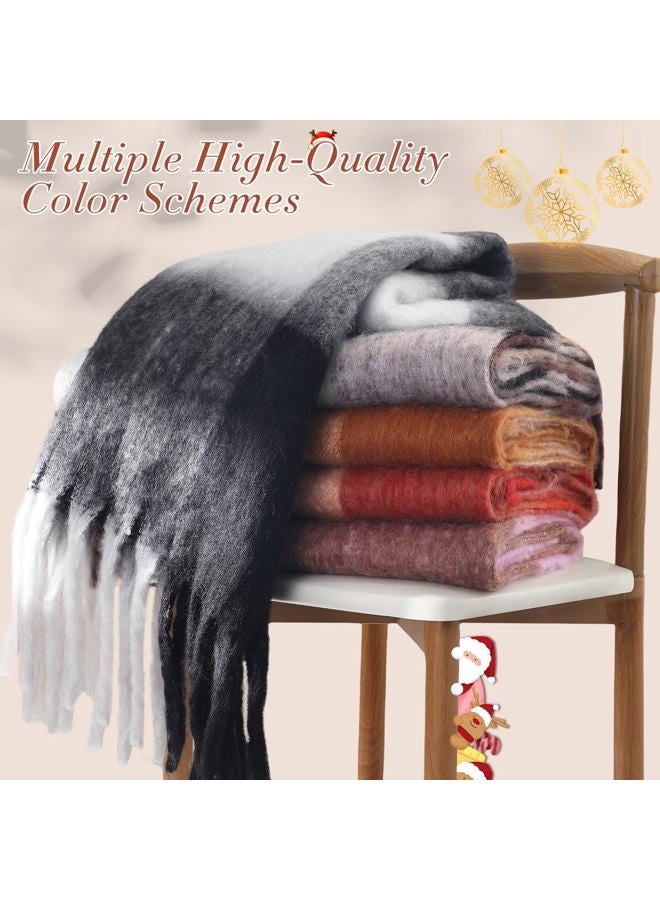coclothy Women's Winter Scarfs, Mohair Vintage Scarf for Cold Weather, Large Chunky Scarf Cashmere Feel Blanket Pashmina Wrap - Image 2