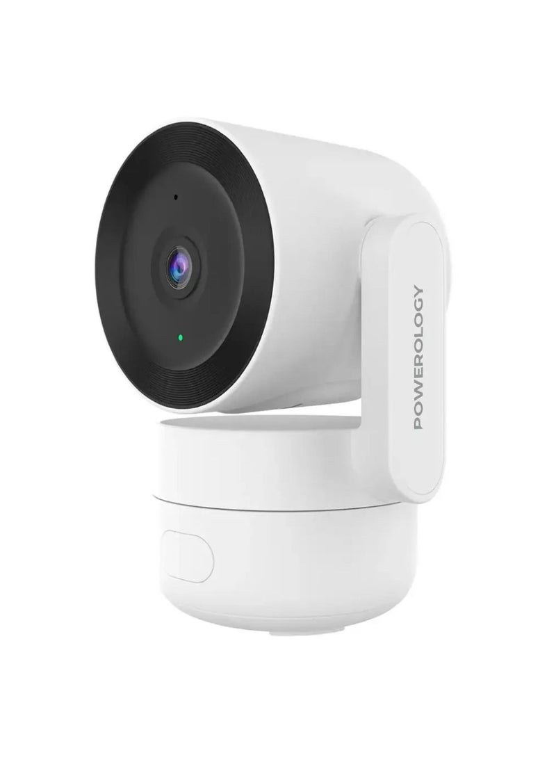 Powerology PTZ Smart Camera 4MP / Two-Way Audio / Pan and Tilt Zoom Control / AI Advanced Monitoring System / Supports Video Calling - White  - Image 1