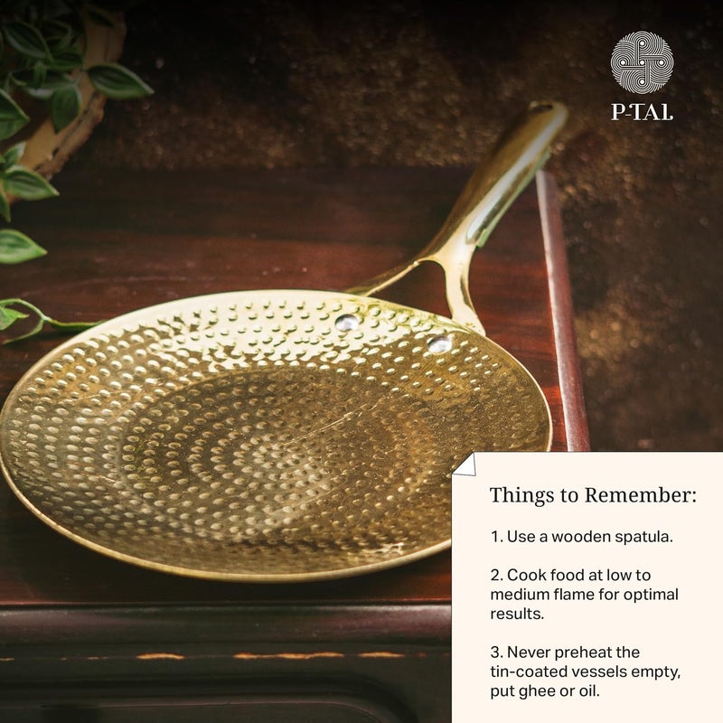 P-TAL Brass Roti Tawa 10" (25.4 cm) Teflon Free Non-Toxic Tawa for Roti with Insulated Heat Resistant Handle - Image 5