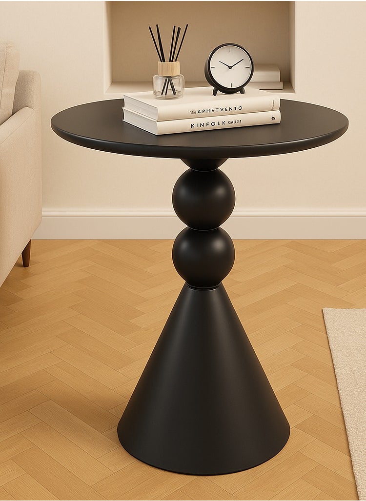X spring Black Metal Accent Table - Artisan Three-Ball Pedestal Base, Harmonious for Living Room Sets  - Image 1