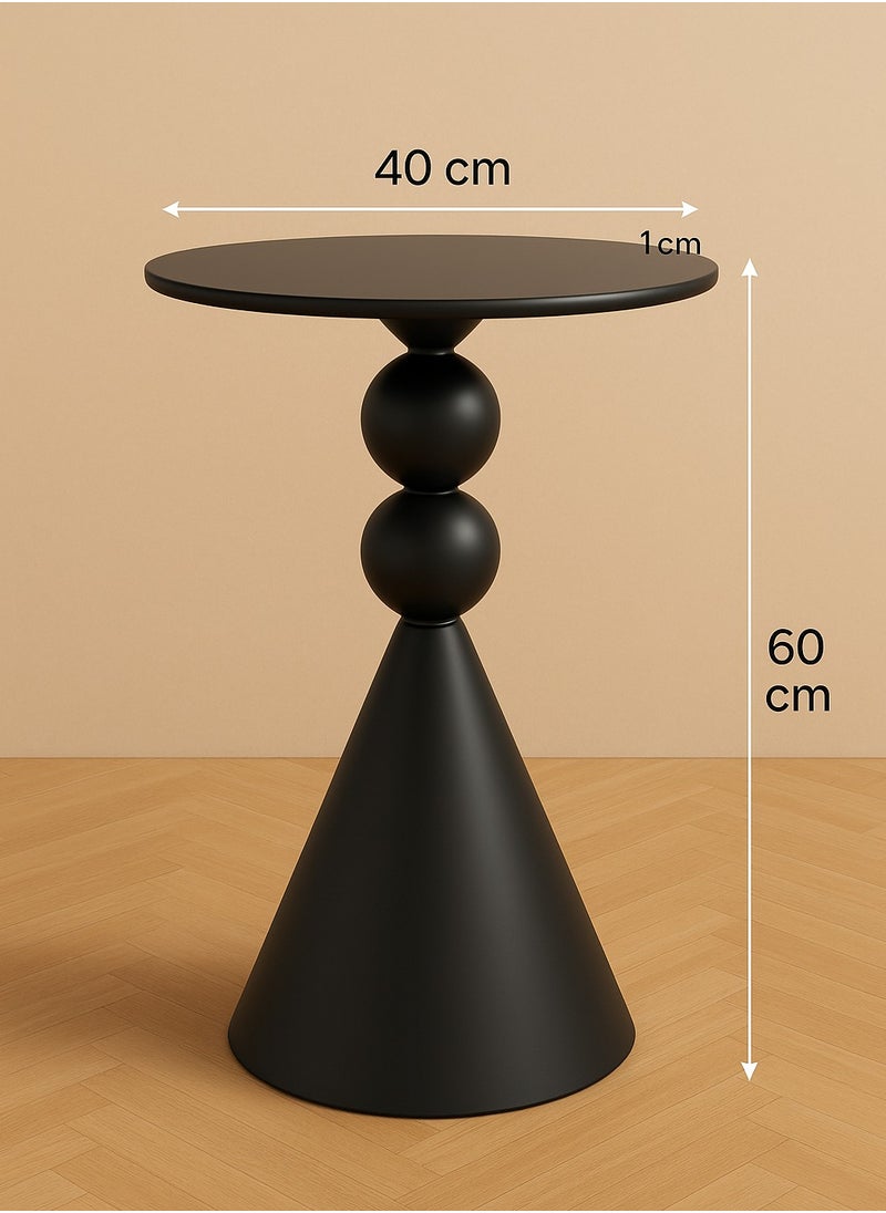 X spring Black Metal Accent Table - Artisan Three-Ball Pedestal Base, Harmonious for Living Room Sets  - Image 5
