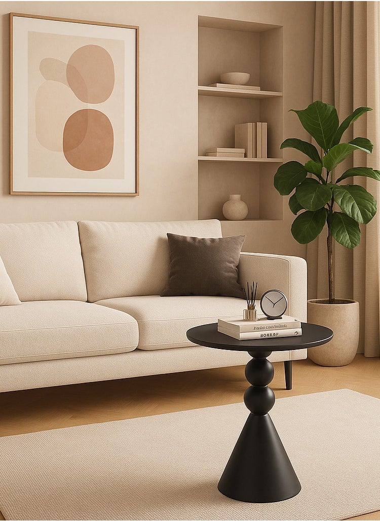 X spring Black Metal Accent Table - Artisan Three-Ball Pedestal Base, Harmonious for Living Room Sets  - Image 2