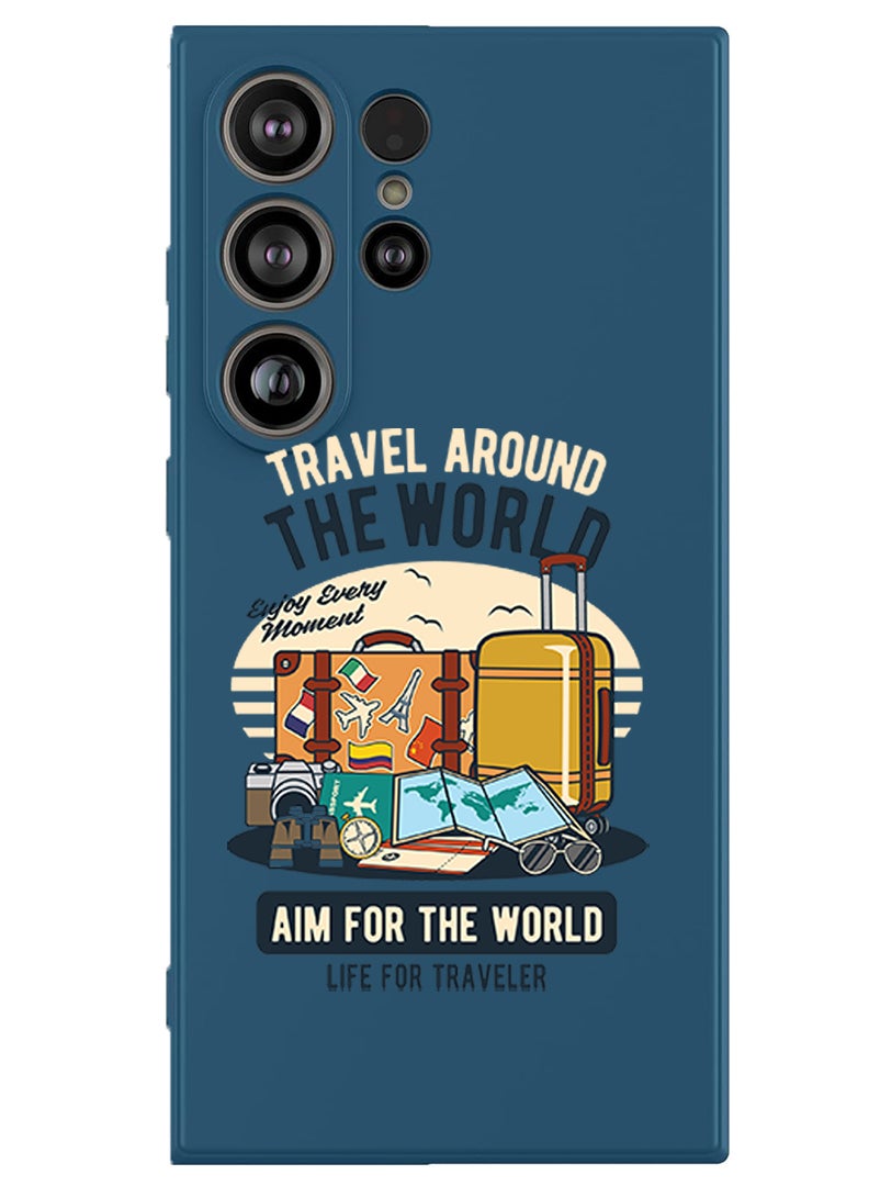 Theodor Protective Slim Fit Case Liquid Silicone Cover with Full Body Protection Anti-Scratch Shockproof Case For Samsung Galaxy S25 Ultra (Blue) - Aim for the world - Image 1