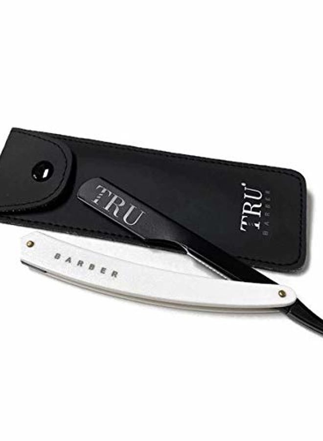 TRU BARBER Professional Barber Blade Straight Razor, Straight Blade Razor with 1.5mm Blade Exposure - Durable Straight Edge Razor, Single Edge (Black/White) - Image 1