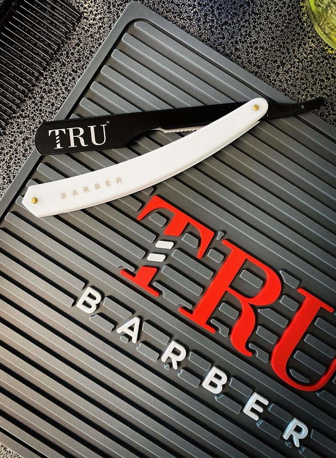 TRU BARBER Professional Barber Blade Straight Razor, Straight Blade Razor with 1.5mm Blade Exposure - Durable Straight Edge Razor, Single Edge (Black/White) - Image 2