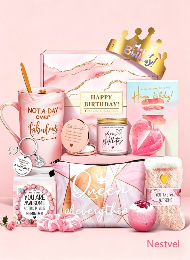 Nestvel Elegant Birthday Gift Set for Women, Complete Relaxation & Pampering Kit with Inspirational Gifts, Perfect Birthday Present for Ladies, Wife, Friends, Coworkers - Image 1