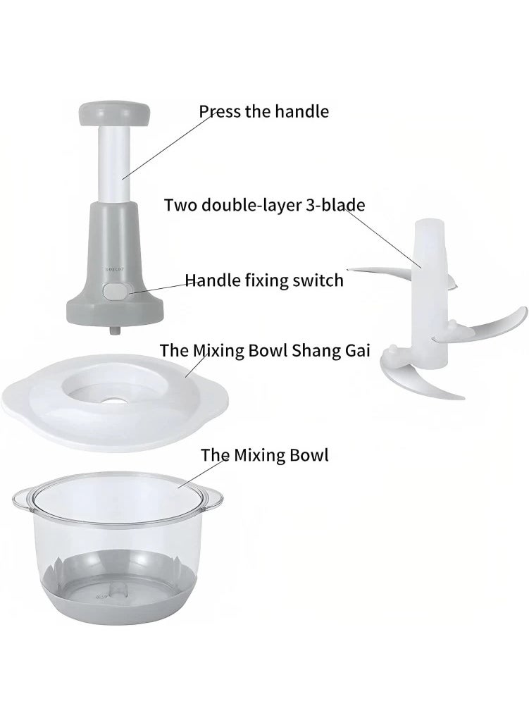 Generic 2L Manual Pressure Cooker with 3 Stainless Steel Blades – Multi-Functional Hand Chopper & Cooker – Durable, Multi-Colored, Compact Kitchen Tool for Fast & Easy Cooking  - Image 3