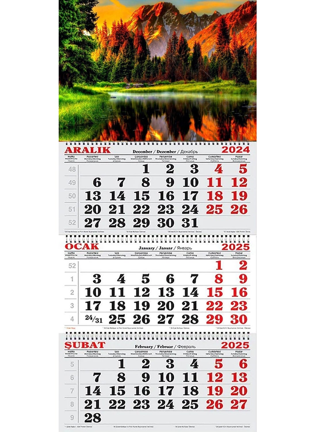 GENC DIJITAL BASKI - GENC DIGITAL PRINTING 2025 Sailor Calendar-Colorful Nature Landscape - Image 1