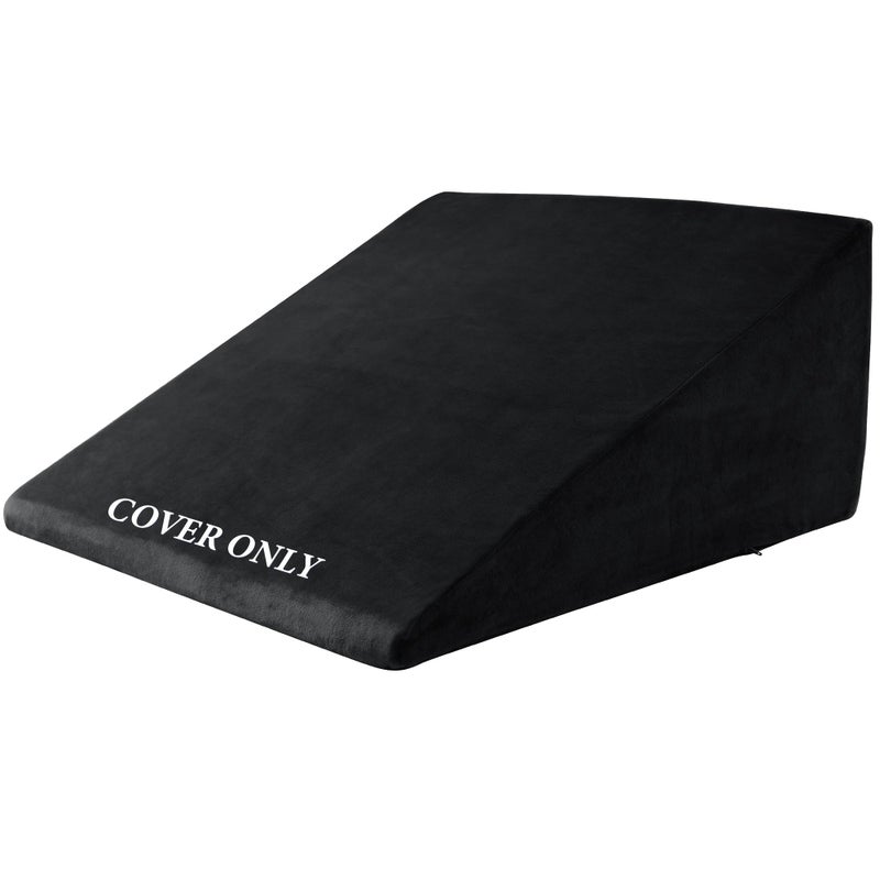 HOMBYS Ultra Soft Velvet Bed Wedge Pillow CoverSuper Soft Fleece Pillowcase with Zipper Design Removable  Machine Washable Pillowcase Black 25x25x105