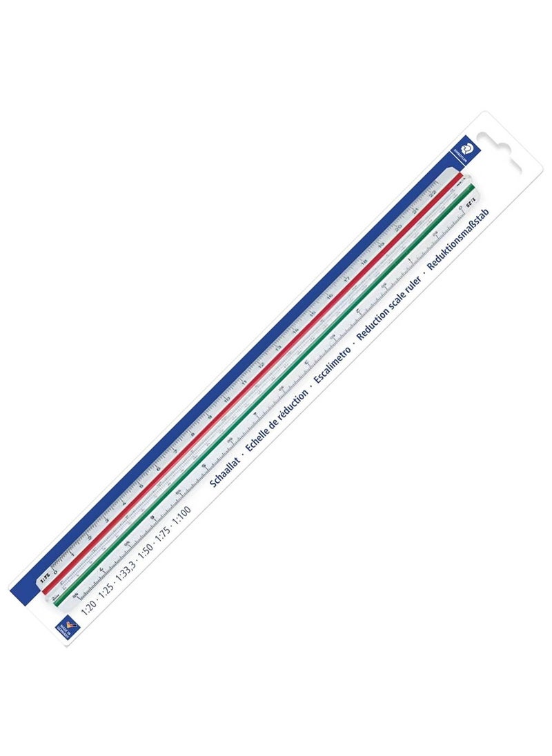 STAEDTLER - STAEDTLER 561 98-4BK TRIANGULAR SCALE RULER 300MM Reduction Scale (1:20, 1:25, 1:33.3, 1:50, 1:75, 1:100) - Image 1