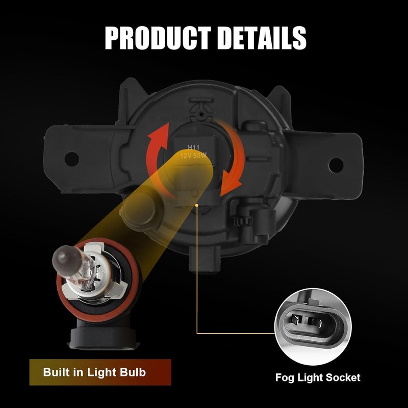 OKSIWA Fog Lights for 2013-2016 Nissan Pathfinder with Wiring Harness - Halogen - Image 4