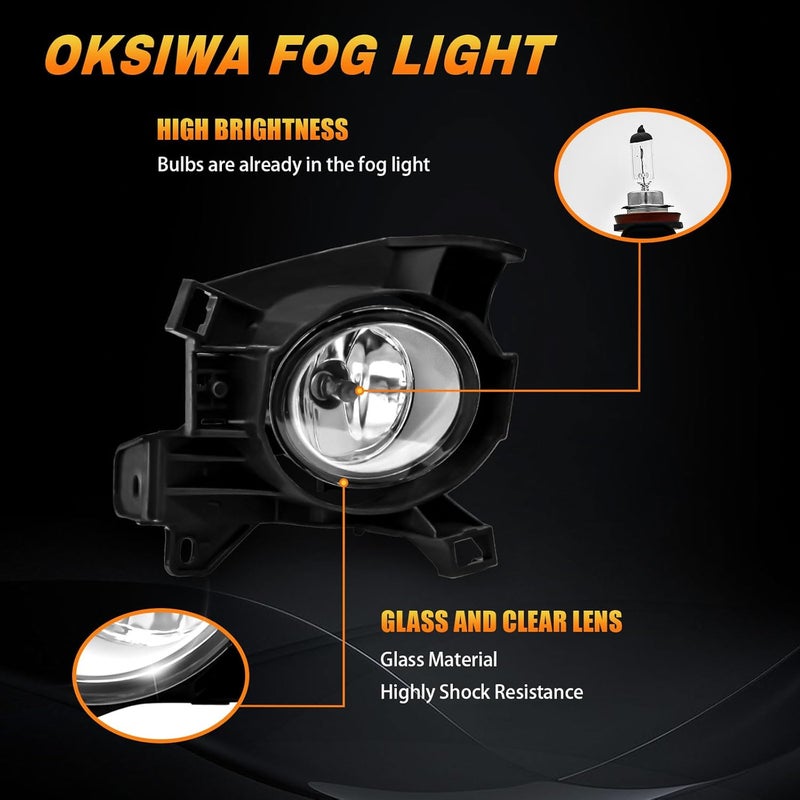 OKSIWA Fog Lights for 2013-2016 Nissan Pathfinder with Wiring Harness - Halogen - Image 3