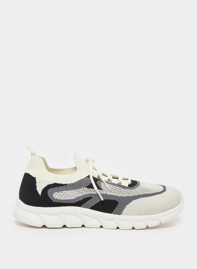 Styli Colorblock Textured Breathable Lace Up Sneakers  - Image 1