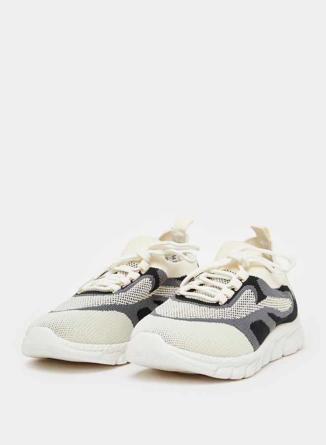 Styli Colorblock Textured Breathable Lace Up Sneakers  - Image 2
