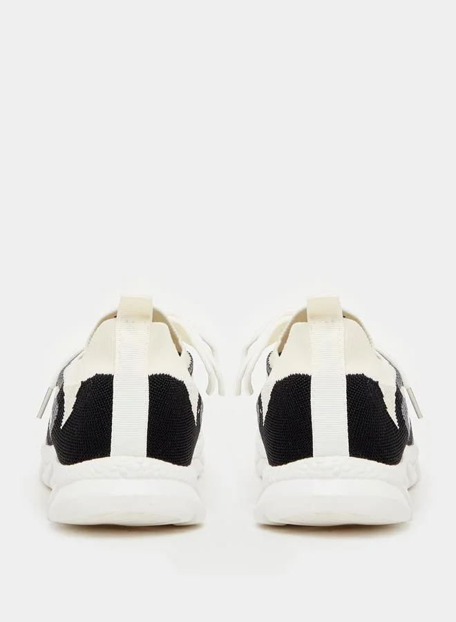 Styli Colorblock Textured Breathable Lace Up Sneakers