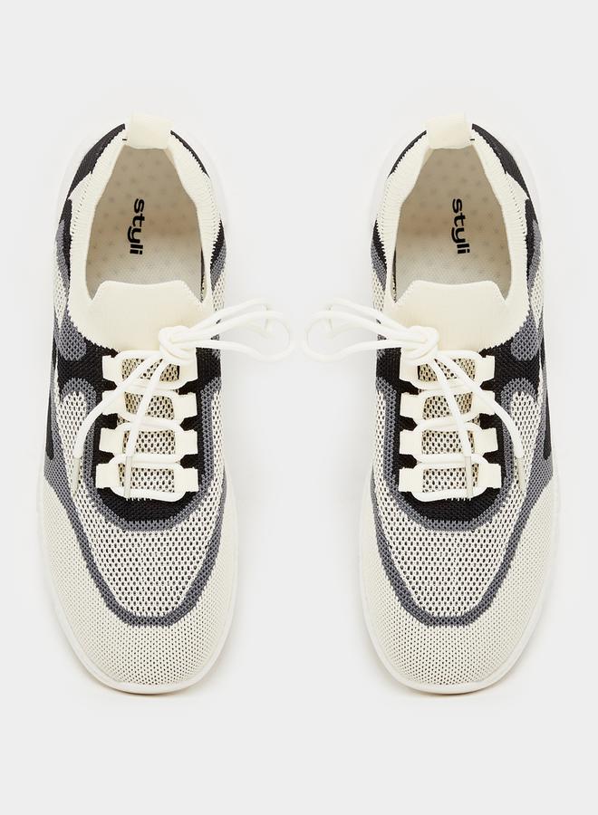 Styli Colorblock Textured Breathable Lace Up Sneakers  - Image 5