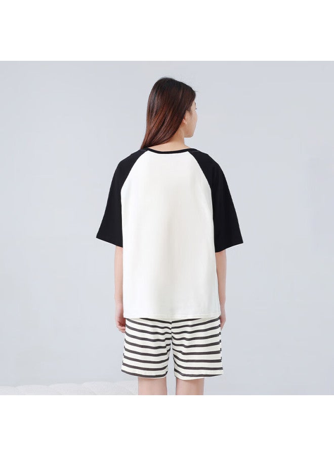 Red Bean Hongdou Youth Short-Sleeve Pajama Set, Summer, For Boys And Girls, Middle School Students, Pure Cotton, Loungewear, Suitable For Outdoor Wear, N3360, White, Size 160 - Image 3