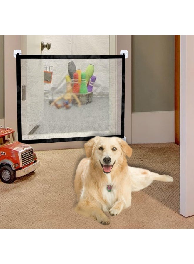 Stair Gate, 100x70cm Mesh Stair Gate For Dogs, Retractable Baby Gate, Puppy Gates Indoor No Drilling, Portable Dog Gate, Dog Fence, Convenience Stair Gate For Pets Kids + 6 Hooks included - Image 4