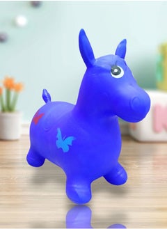 Generic An inflatable bouncy horse toy for children to ride in the shape of a horse - blue color 
