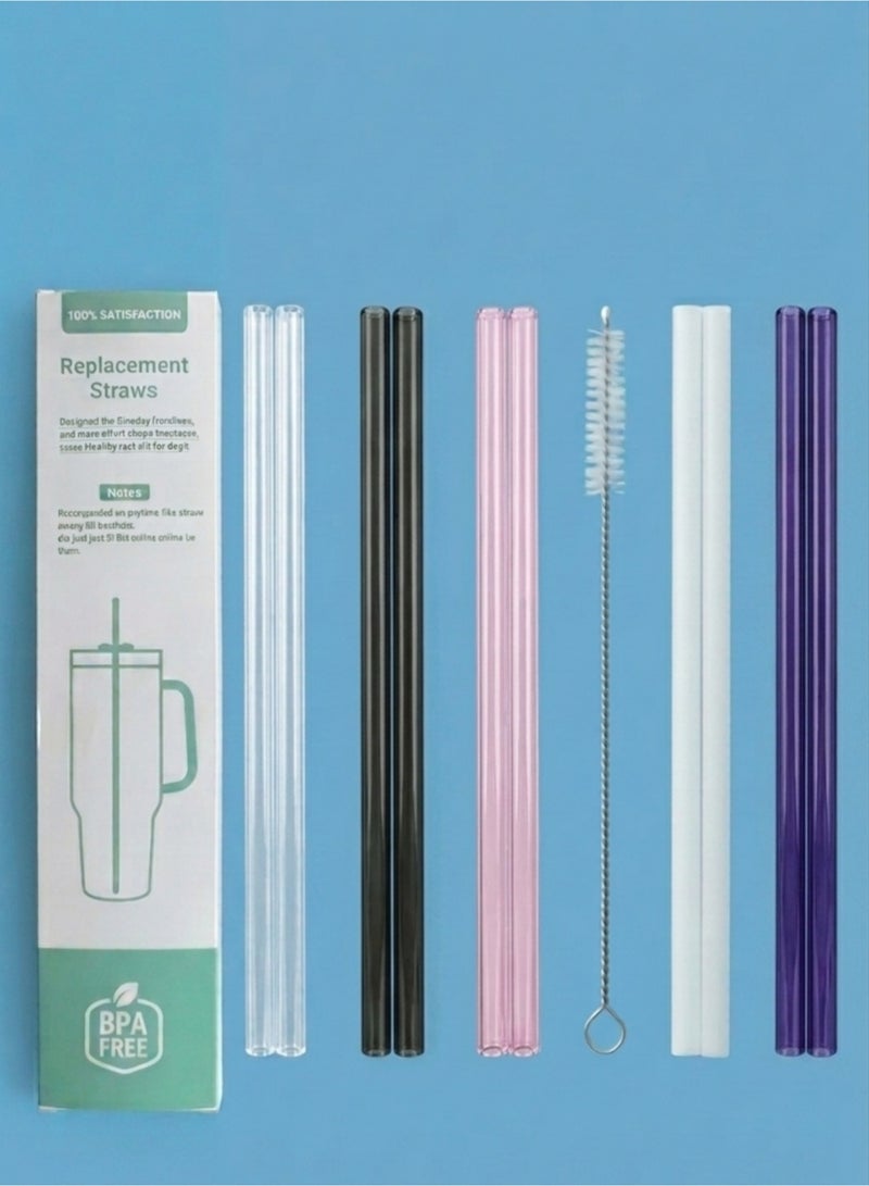 STN 10 Pack Reusable Straws for Stanley Cup 40oz – 12" Extra Long Replacement Straws, BPA-Free, Includes Cleaning Brush (Tritan & PE-Multi-Color) - Image 1