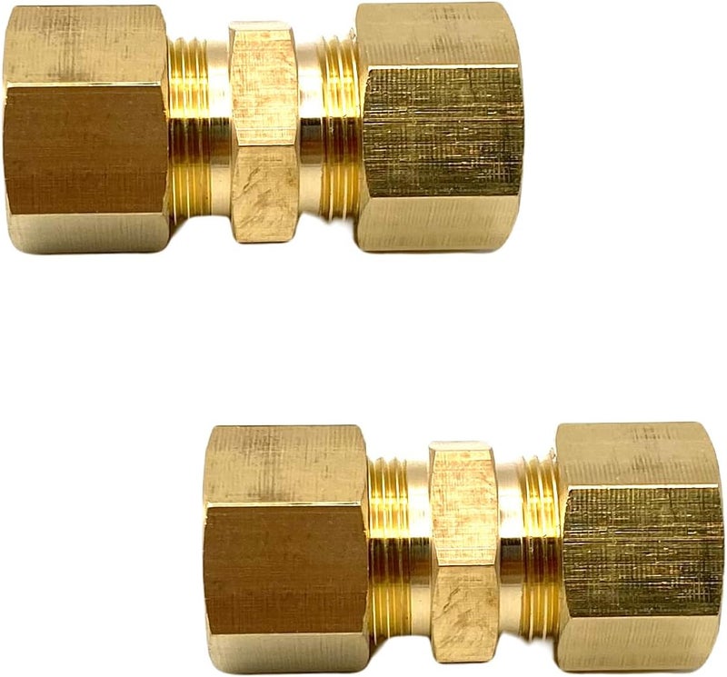 Bumugufu 2 Pcs 5/8'' Brass Compression Tube Pipe Fittings, 5/8 Inch OD to 5/8 Inch OD Brass Air Line Fittings for Refrigeration, Water, Oil Gas, and Hydraulic Systems - Image 3