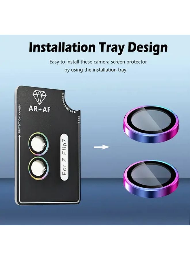 متوافق مع سامسونج جالاكسي زد فليب 7 واقي عدسة الكاميرا زجاج مقوى بلون التاج - Image 4