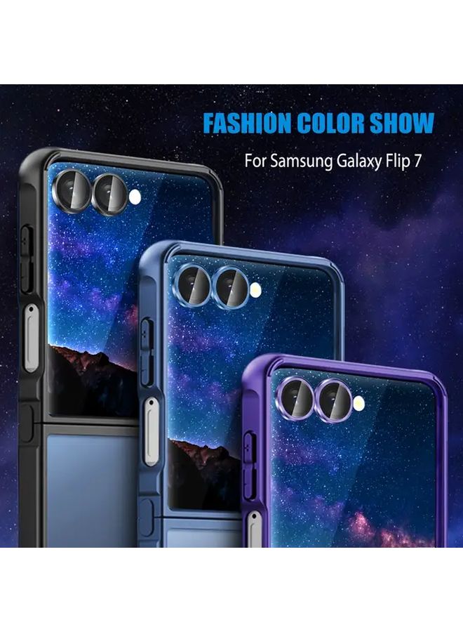 متوافق مع سامسونج جالاكسي زد فليب 7 واقي عدسة الكاميرا زجاج مقوى بلون التاج - Image 5