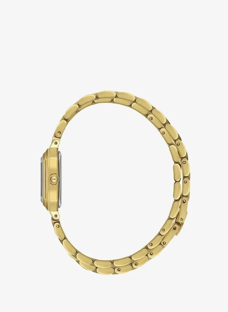 DANIEL KLEIN Women's Stainless Steel Gold Alloy Case Analog Silver Square Sunray Dial Japanese Quartz Premium 30 Meters Water Resistant