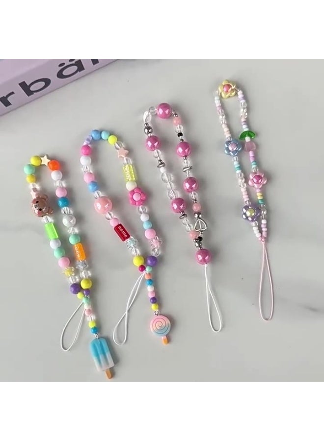 NIBEMINENT Beaded Phone Lanyard, Anti Lost Removable Wrist Strap, Colorful Little Monsters Bracelet Pendant, Phone Keychain Lanyard  - Image 2