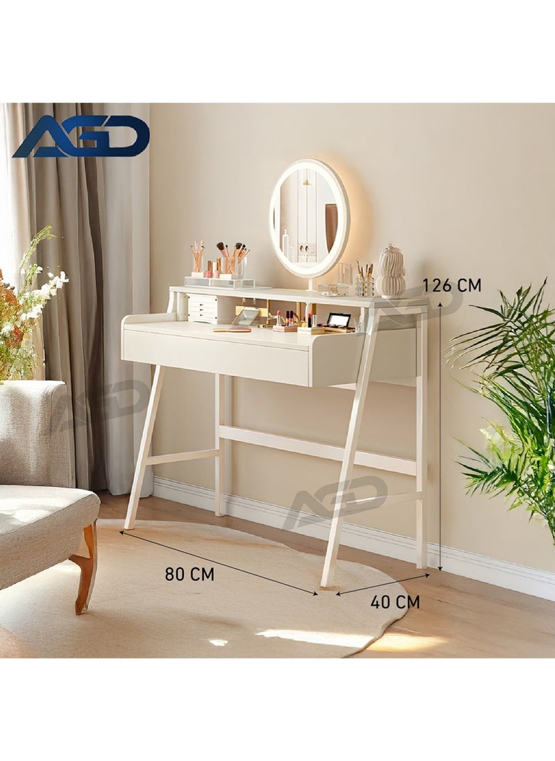 AGD Modern Design Vanity Table with Mirror, Two-Drawer Storage Makeup Table, Multifunctional Bedroom Dresser (100x35x90cm)  - Image 5