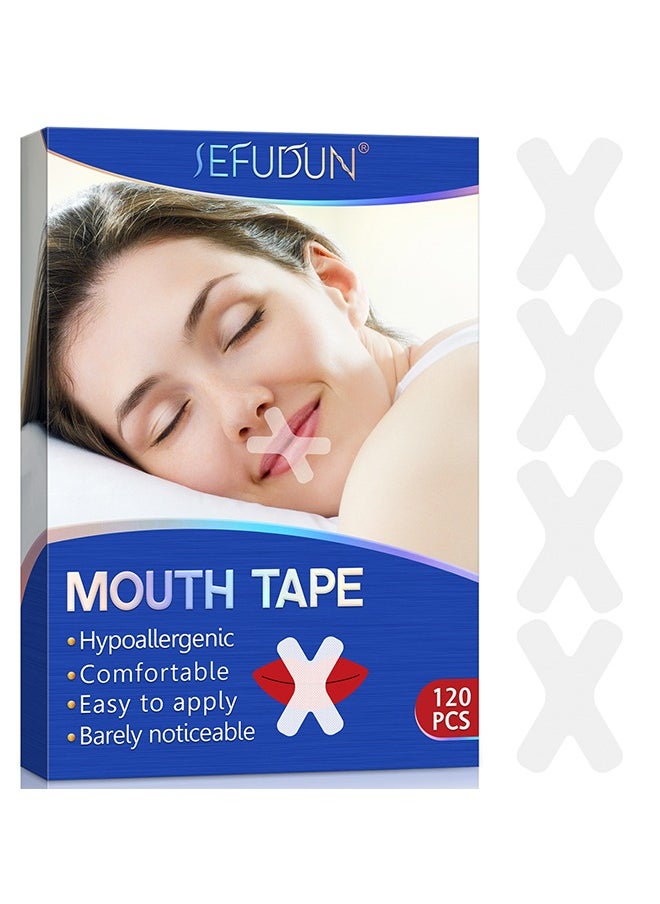 Sefudun 120Pcs X-Shaped Mouth Breathing Correction Patch, Sleep Closed Mouth Patch, Healthy Nasal Breathing And Anti-Snoring Artifact, Nighttime Sleeping, Mouth Breathing, And Loud Snoring  - Image 1
