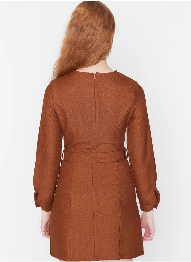 trendyol Belted Knitted Bodycon Dress