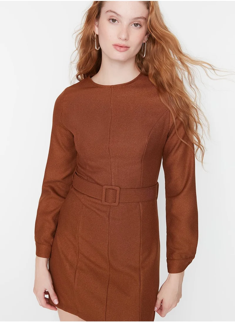 trendyol Belted Knitted Bodycon Dress