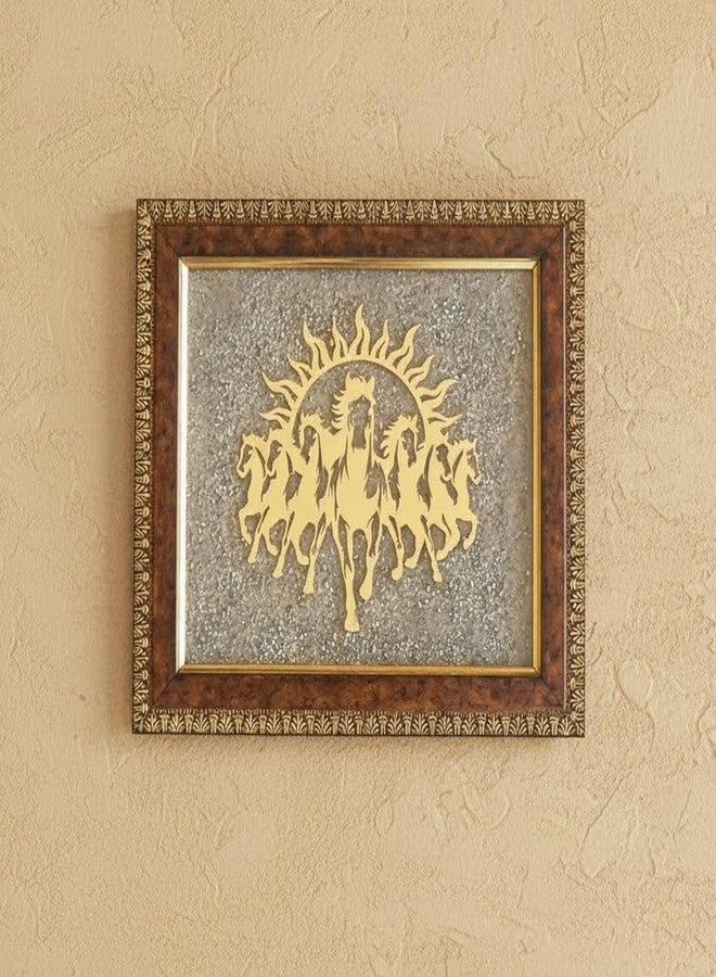 Puyangam Seven Horses Pyrite Frame for Vastu & Feng Shui | Handmade Pyrite Crystal Horse Wall Frame | Wealth Prosperity Success Energy Decor for Home Office Entrance Living Room (7.5 x 7.5 Inch, Pyrite 7 Horse) - Image 3