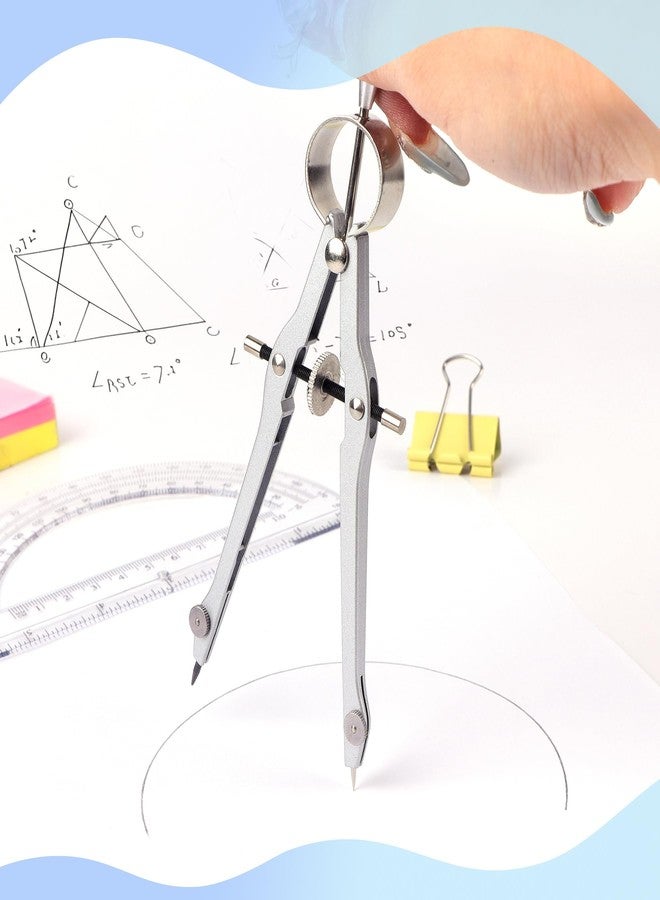 Unjoo Compass and Protractor Set, Professional Drawing Compass Tool, Metal Compass with Extra Refills, Compass for Geometry and 6 Inch Math Protractors 180 Degree (Black) - Image 5