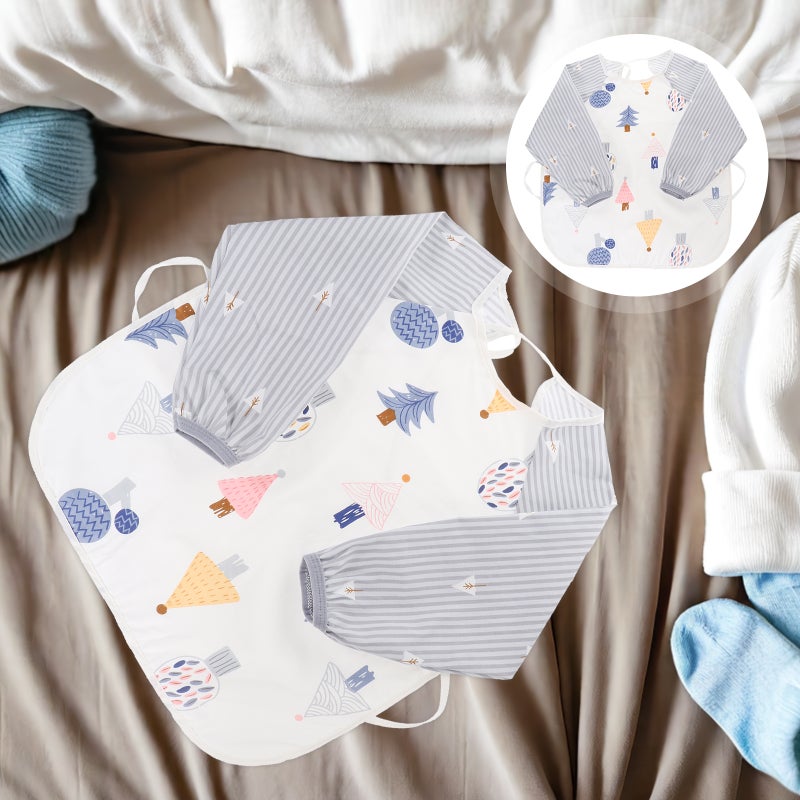 🧸 مريلة طعام مقاومة للماء بنمط متحركة للرضع لون أزرق قطعة واحدة - Image 4