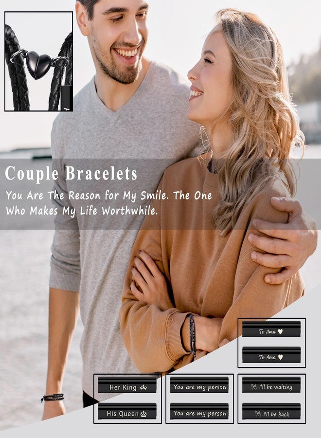 Btysun Couple Gifts for Him Anniversary Birthday Gifts for Boyfriend Girlfriend Believe in You Like I Do Matching Bracelets Engraved Promise Leather Christmas Jewelry - Image 2