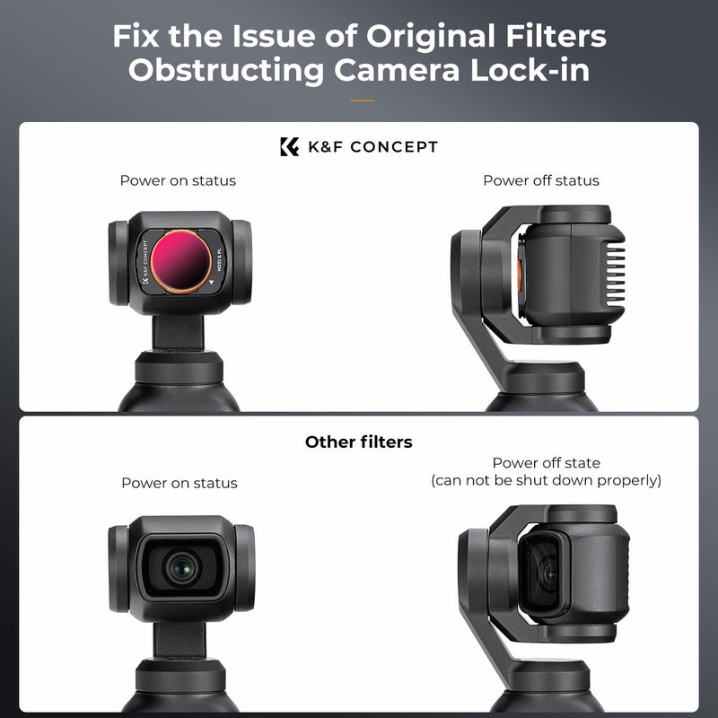 K&F Concept Magnetic ND Polarized Filters Set for DJI Osmo Pocket 3 Creator Combo Accessories -4-Pack (ND8/PL,ND16/PL,ND32/PL,ND64/PL) - Image 4