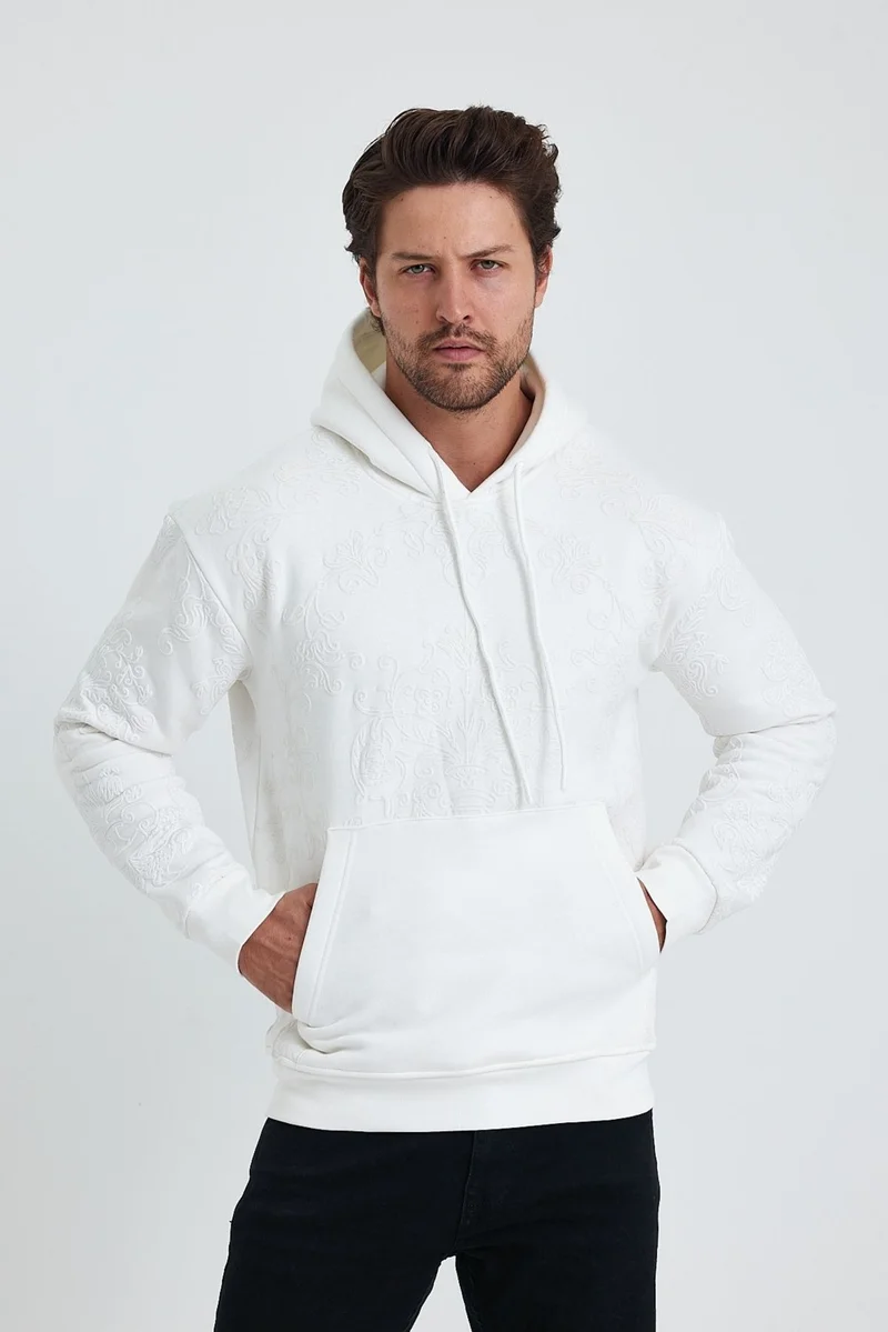 كوول تارز Cool Style Men's Selanik Standard Fit Regular Cut Polar Fleece Inside 3 Thread Hooded Cotton Sweatshirt