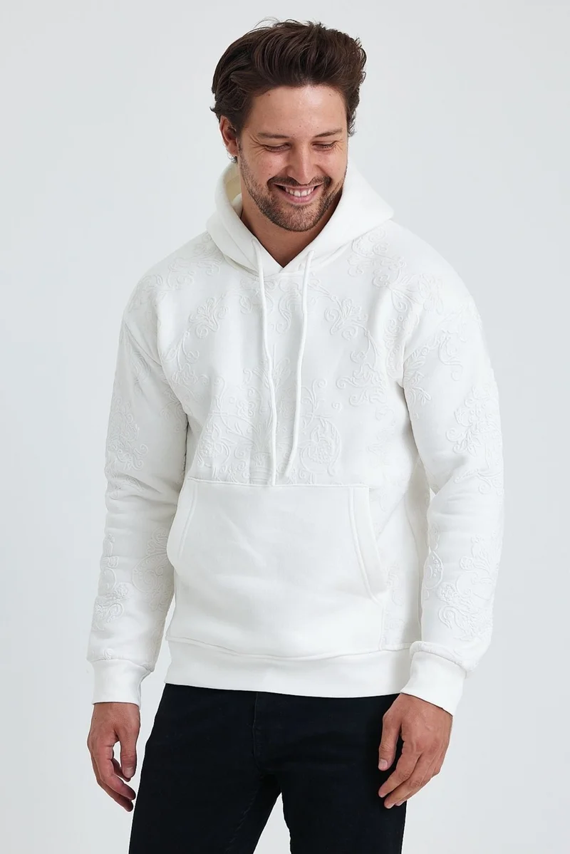 كوول تارز Cool Style Men's Selanik Standard Fit Regular Cut Polar Fleece Inside 3 Thread Hooded Cotton Sweatshirt