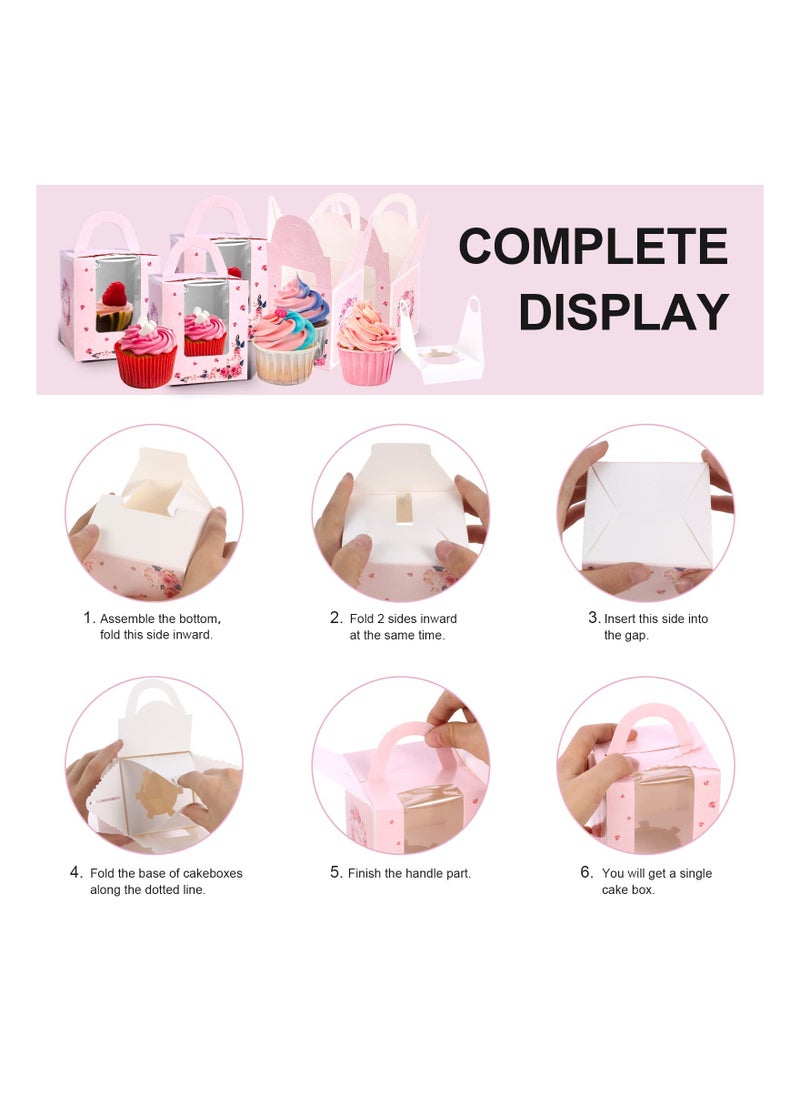 Generic - 25 Pcs Single Cupcake Boxes with Window, Individual Cake Boxes with Handle, Perfect for Cakes, Macarons, Cookies - Ideal for Baby Showers and Birthday Parties. - Image 1