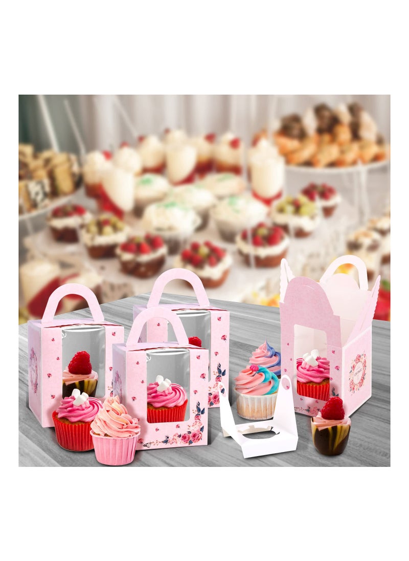 Generic - 25 Pcs Single Cupcake Boxes with Window, Individual Cake Boxes with Handle, Perfect for Cakes, Macarons, Cookies - Ideal for Baby Showers and Birthday Parties. - Image 1