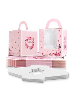 25 Pcs Single Cupcake Boxes with Window, Individual Cake Boxes with Handle, Perfect for Cakes, Macarons, Cookies - Ideal for Baby Showers and Birthday Parties.