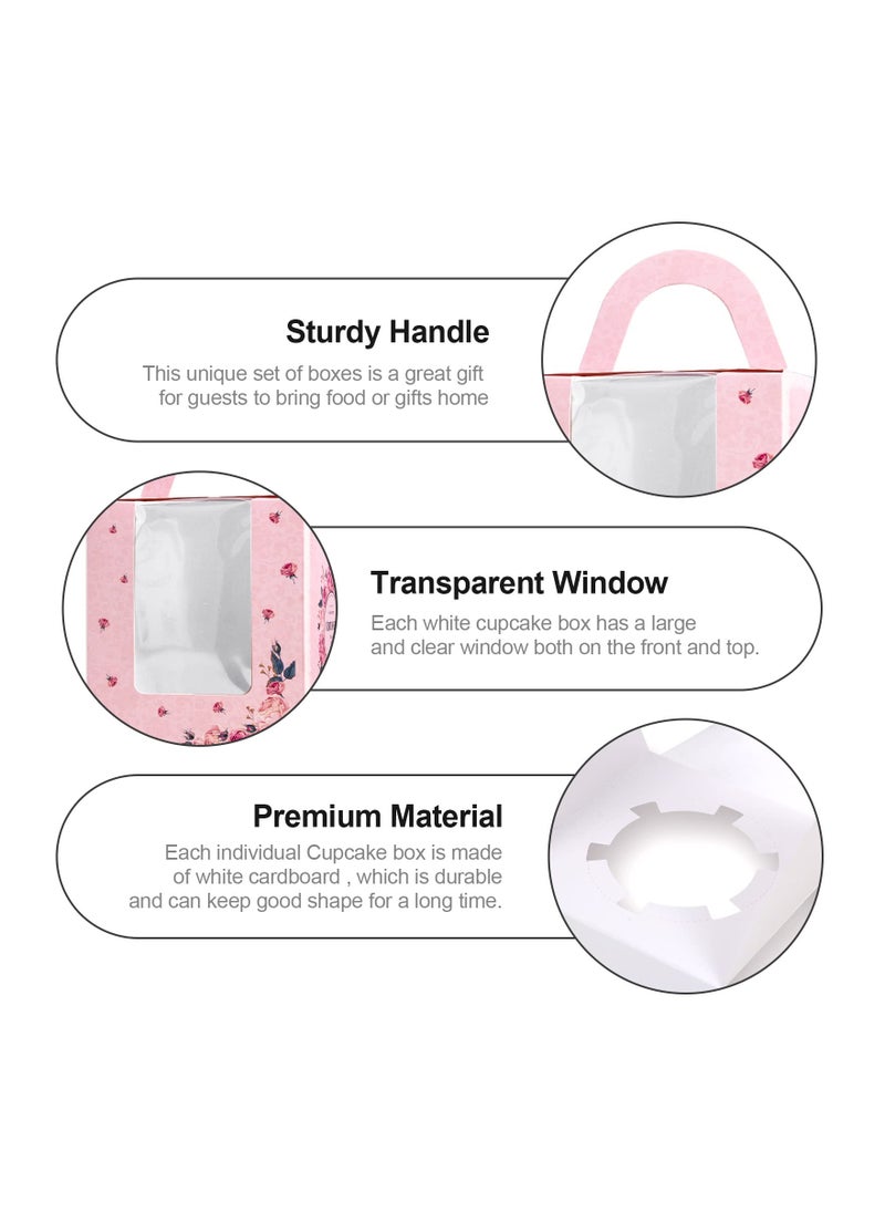Generic - 25 Pcs Single Cupcake Boxes with Window, Individual Cake Boxes with Handle, Perfect for Cakes, Macarons, Cookies - Ideal for Baby Showers and Birthday Parties. - Image 1