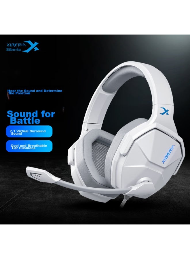 Xiberia سماعة الألعاب Xiberia V13upro، سماعات أذن فوق الأذن سلكية، سماعات E-sports، USB بنقرة واحدة 7.1 قناة، سماعة كمبيوتر مع ميكروفون للعبة Pubg، أبيض ورمادي - Image 1