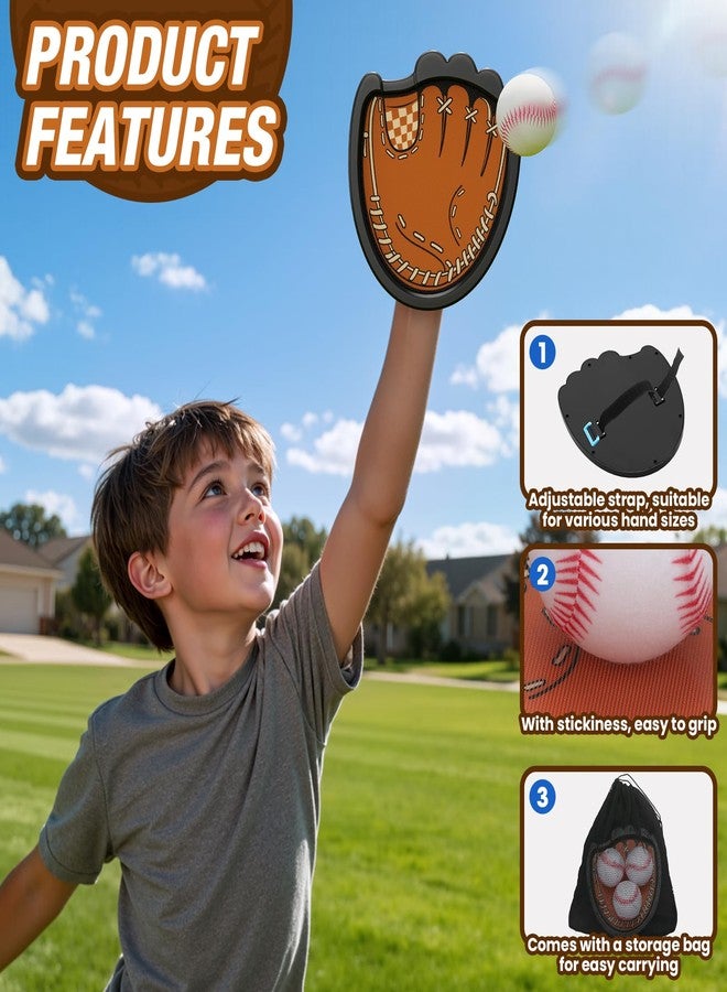 HYES Toss and Catch Ball Set, Outdoor Games for Kids, Beach Yard Camping Toys for Adult & Family, Kids Baseball Glove for 3 4 5 6 7 8+ Year Old Boys & Girls (2 Paddles & 3 Balls) - Image 2